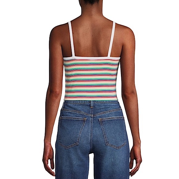 No Boundaries size large rainbow striped spaghetti strap ribbed crop top NWT - Picture 14 of 14